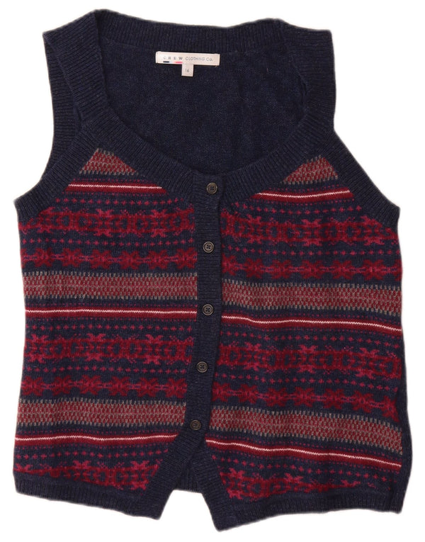 CREW CLOTHING Pulover cardigan pentru femei UK 16 Mare bleumarin Fair Isle