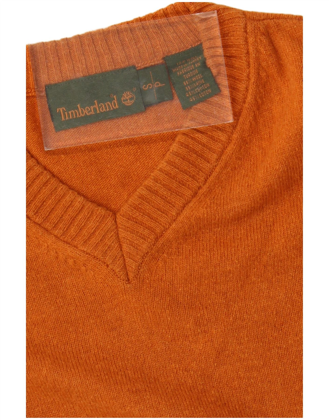 Pulover pentru bărbați TIMBERLAND cu decolteu în V, lână portocalie mică