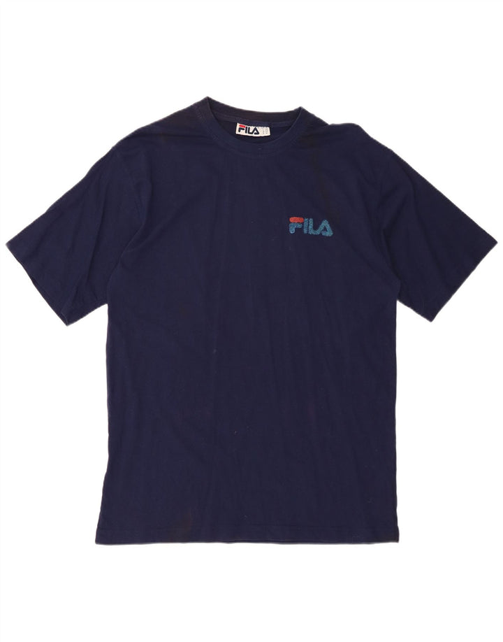 Tricou cu grafică pentru bărbați FILA Top mediu din bumbac bleumarin
