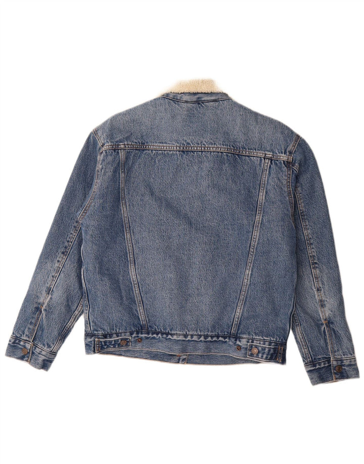 Jachetă Sherpa de denim supradimensionată pentru femei Levi's UK 10 Bumbac albastru mic