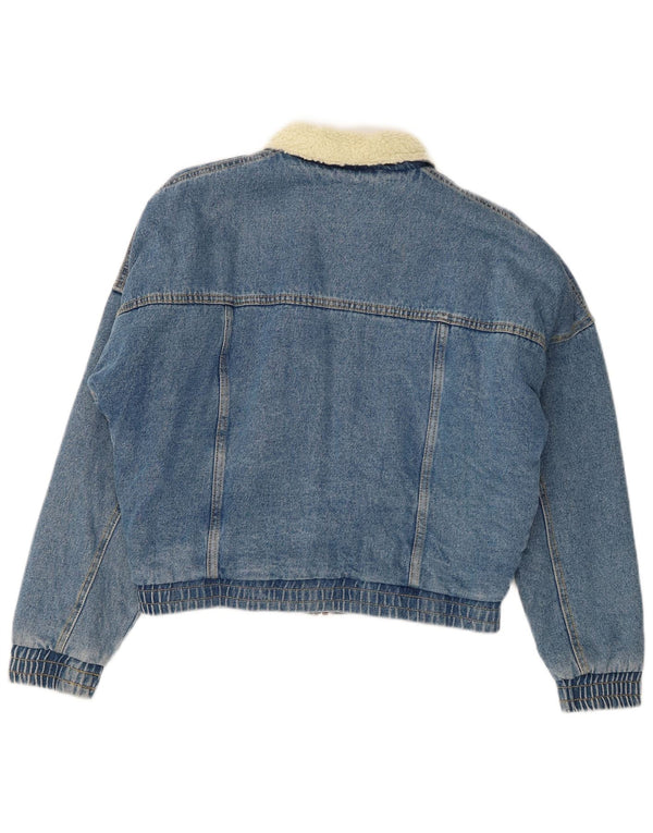 Jachetă Sherpa de denim grafic supradimensionată pentru femei Karl Kani UK 6 XS Bumbac albastru