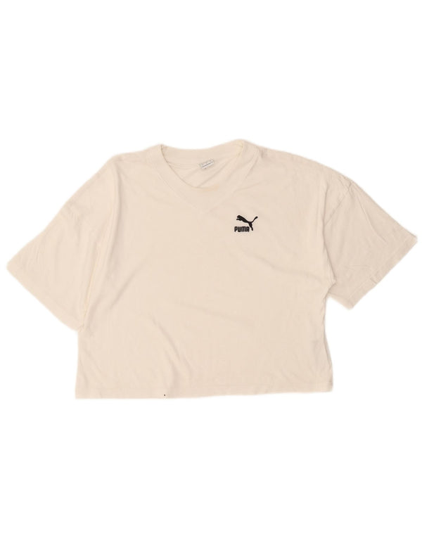 Puma Womens Oversized Crop T-shirt Top UK 6 XS Bumbac alb