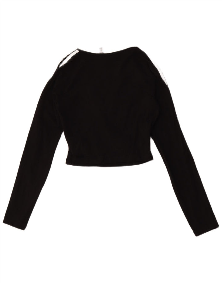 Adidas Crop Top pentru femei cu mânecă lungă UK 12 Medium Black Bumbac