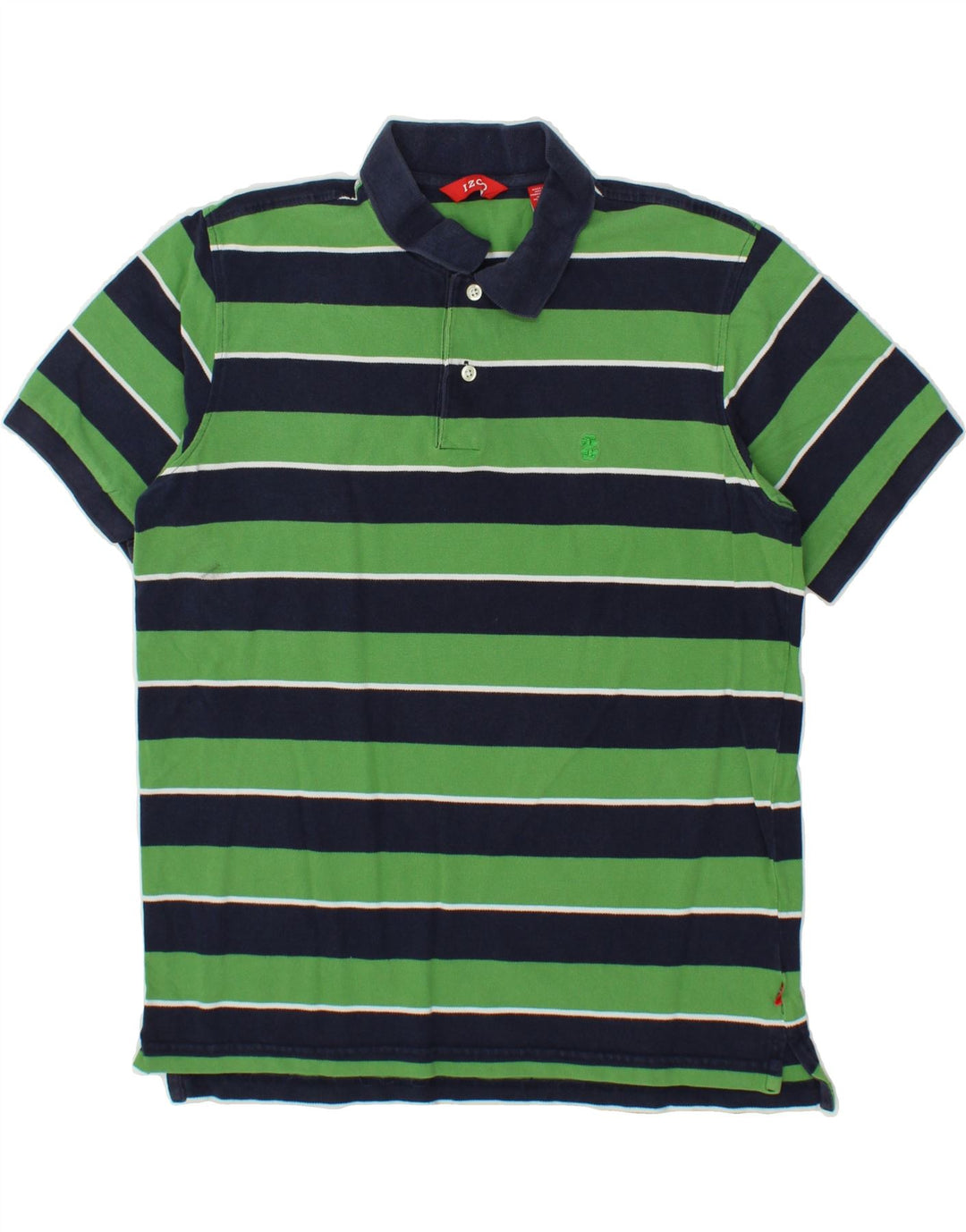 IZOD Mens Polo Shirt Medium Green Striped Cotton Vintage Izod and Second-Hand Izod from Messina Hembry 
