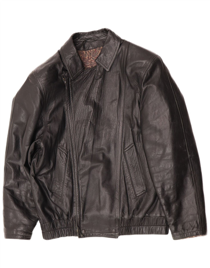 Jachetă de piele vintage pentru bărbați UK 36 Piele neagră mică