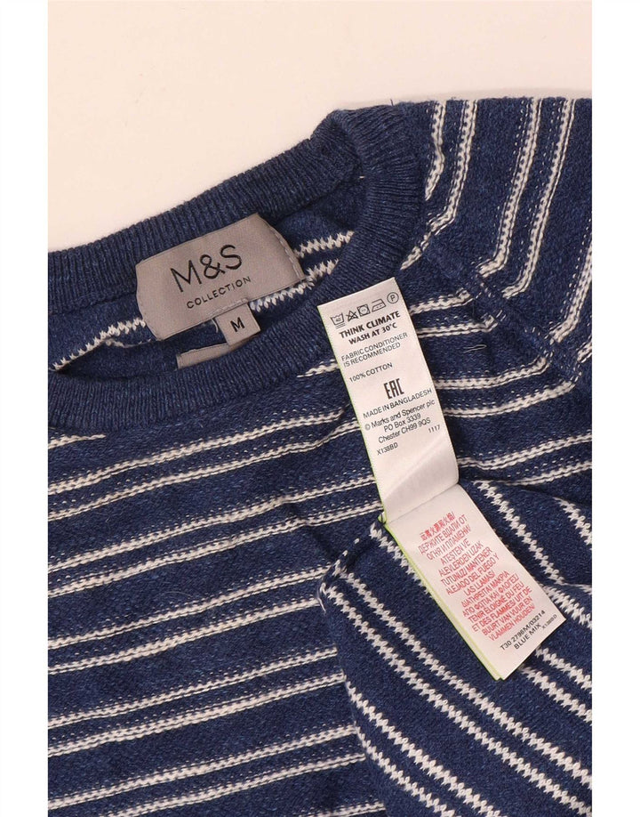 Pulover pentru bărbați Marks & Spencer, cu gât crew, în dungi, albastru bleumarin mediu