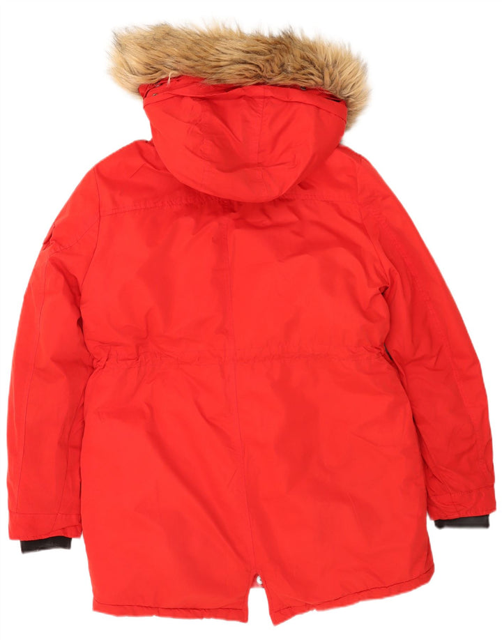 Jachetă Parka cu glugă Superdry pentru femei UK 14 Poliester roșu mare