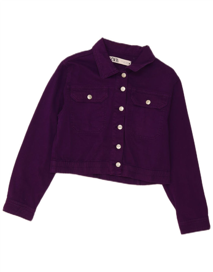 Jachetă de denim scurtă pentru femei Zara UK 10 Small Purple
