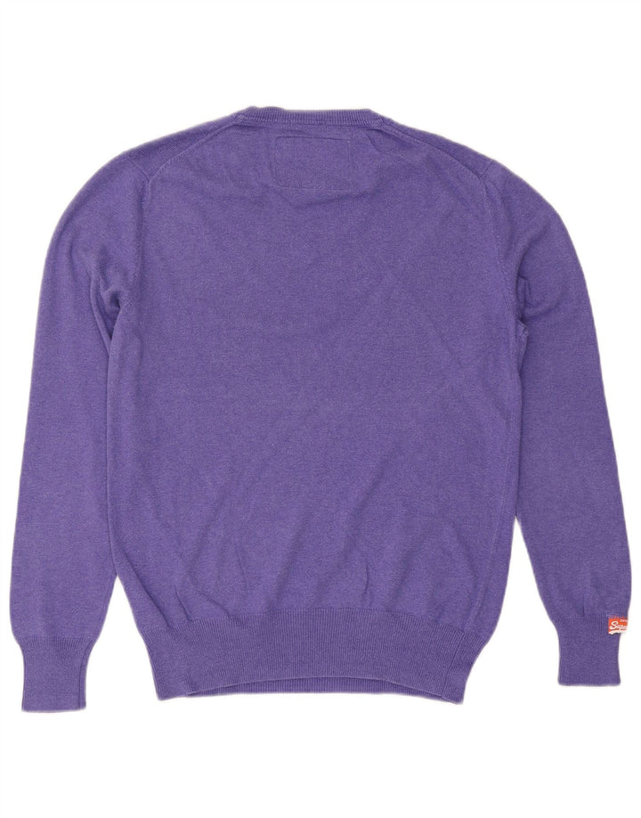 SUPERDRY Pulover cu decolteu în V pentru femei UK 14 Bumbac violet mediu