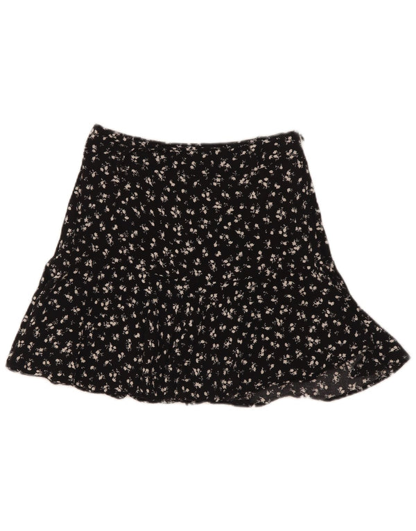 Fusta femeie cu volane Zara XS W24 Negru Floral Viscoza
