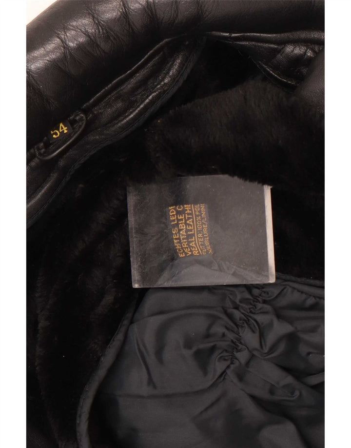 Gilet din piele vintage pentru bărbați UK 38 Medium Black Leather