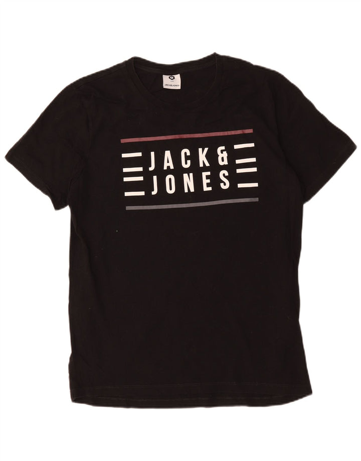 Tricou cu grafic Jack & Jones pentru bărbați Top mediu din bumbac negru