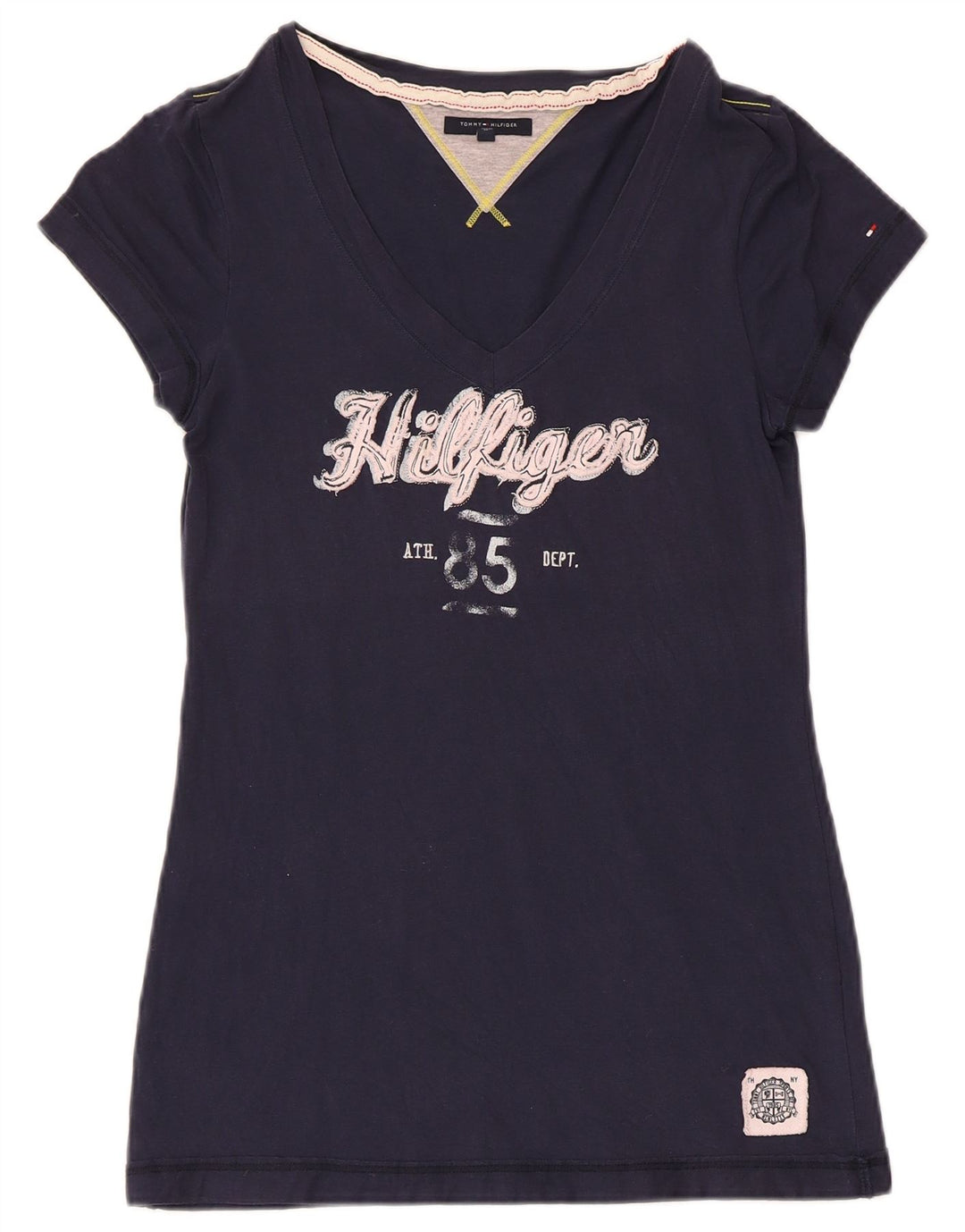 TOMMY HILFIGER Tricou cu grafică pentru femei Top UK 12 Medium Bleumarin Bumbac
