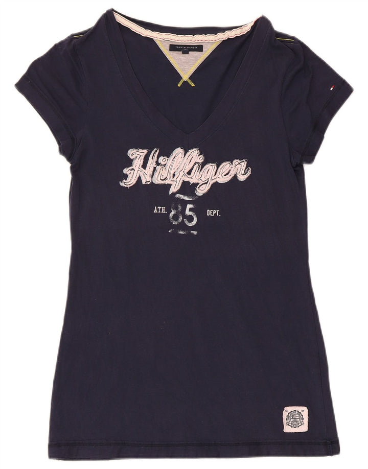 TOMMY HILFIGER Tricou cu grafică pentru femei Top UK 12 Medium Bleumarin Bumbac