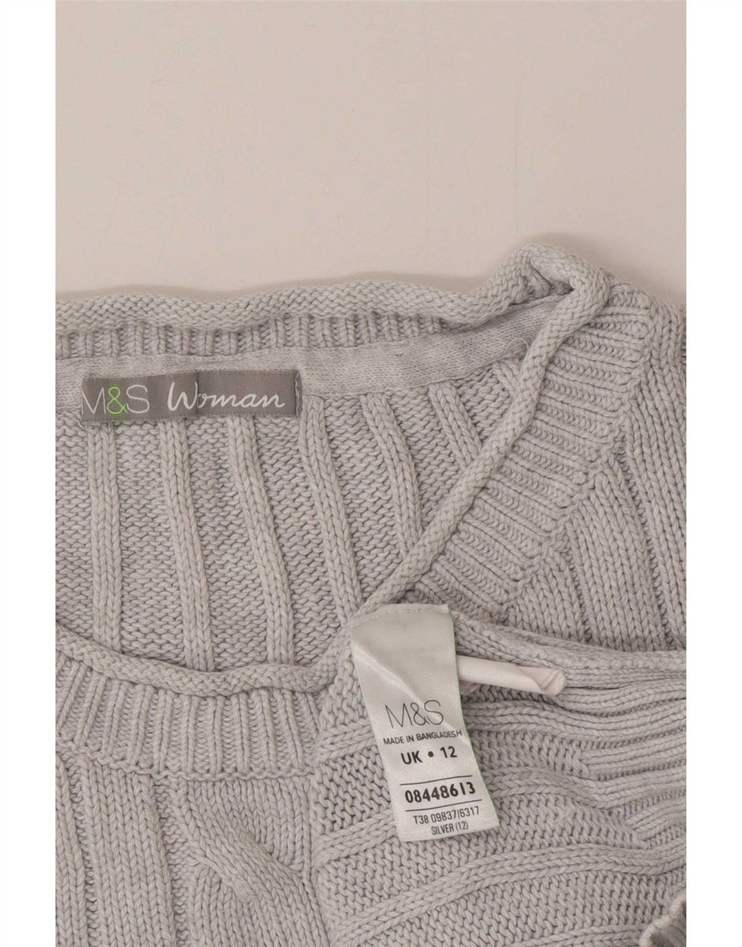 Pulover pentru femei Marks & Spencer cu gât roșu, bumbac albastru mediu UK 12