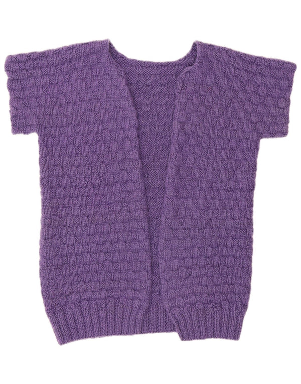 Pulover Cardigan cu mânecă scurtă Vintage pentru femei UK 12 Medium Purple Classic