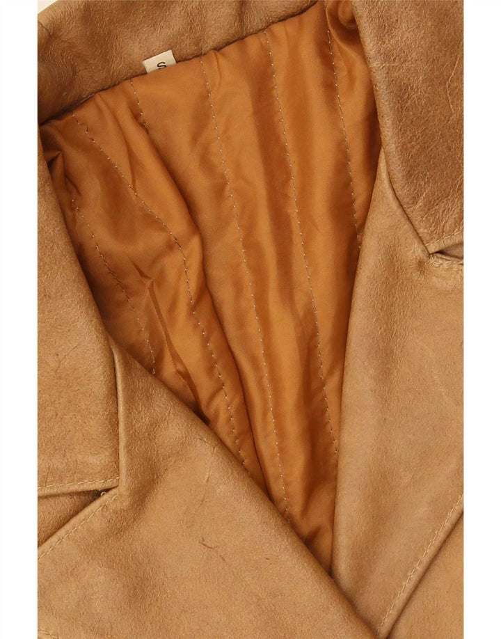 Palton de piele vintage pentru femei UK 10 Small Beige