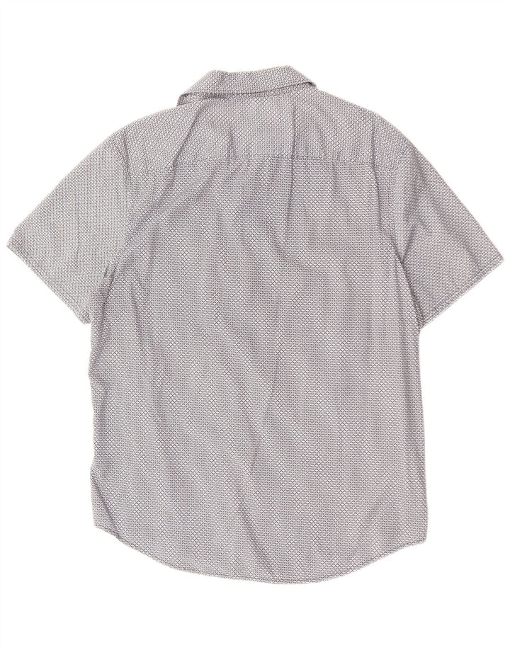 Cămașă cu mânecă scurtă pentru bărbați PENGUIN Heritage Slim Fit, mare, albastră, geometrică