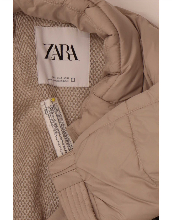 Zara pentru bărbați jachetă căptușită cu glugă UK 36 Small Beige Poliester
