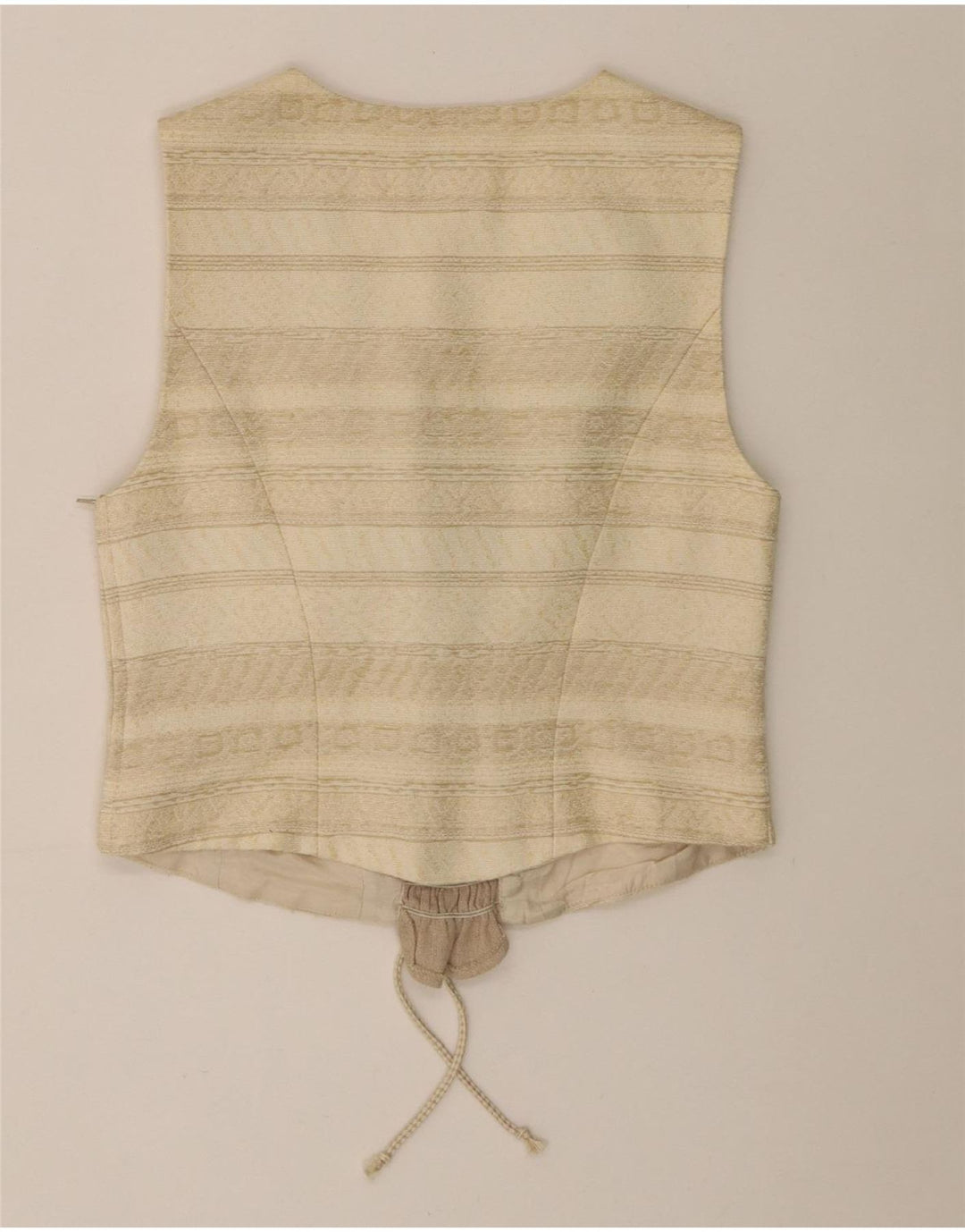 Crop Top Vintage pentru femei UK 12 Medium Beige Acetat cu dungi