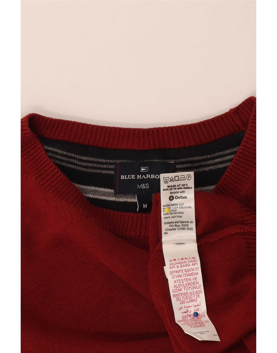 Pulover Marks & Spencer pentru bărbați, Blue Harbour, cu gât crew, roșu mediu