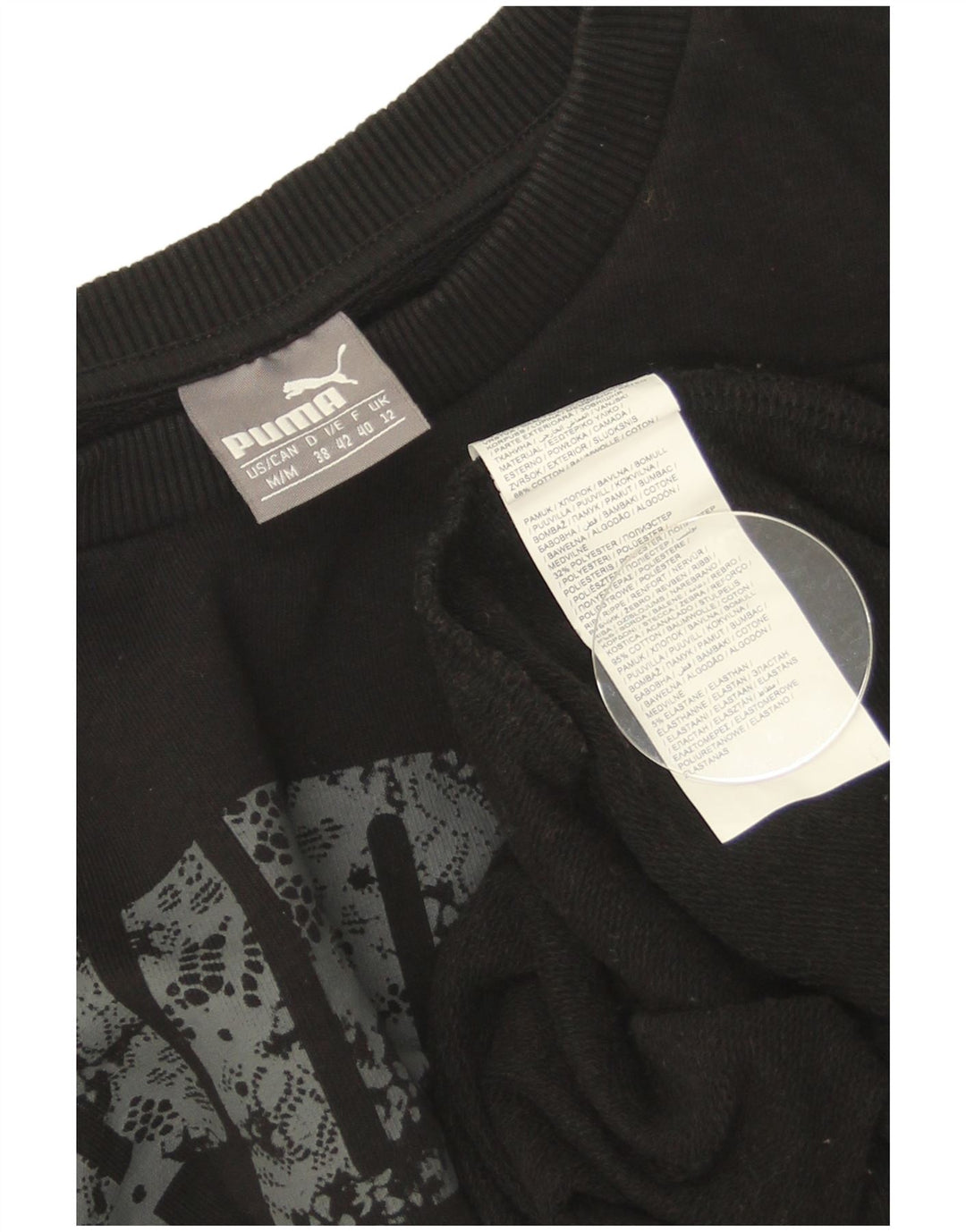 Pulover cu grafic pentru femei Puma, UK 12, bumbac mediu negru