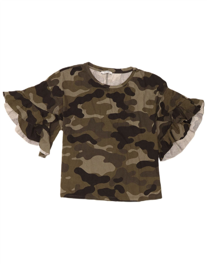 Bluză Trafaluc pentru femei Zara UK 14 Camuflaj verde mediu