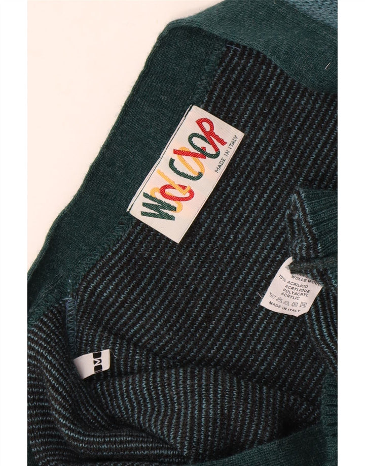 Pulover Cardigan Vintage pentru bărbați Medium Turcoaz Argyle/Diamond Wool