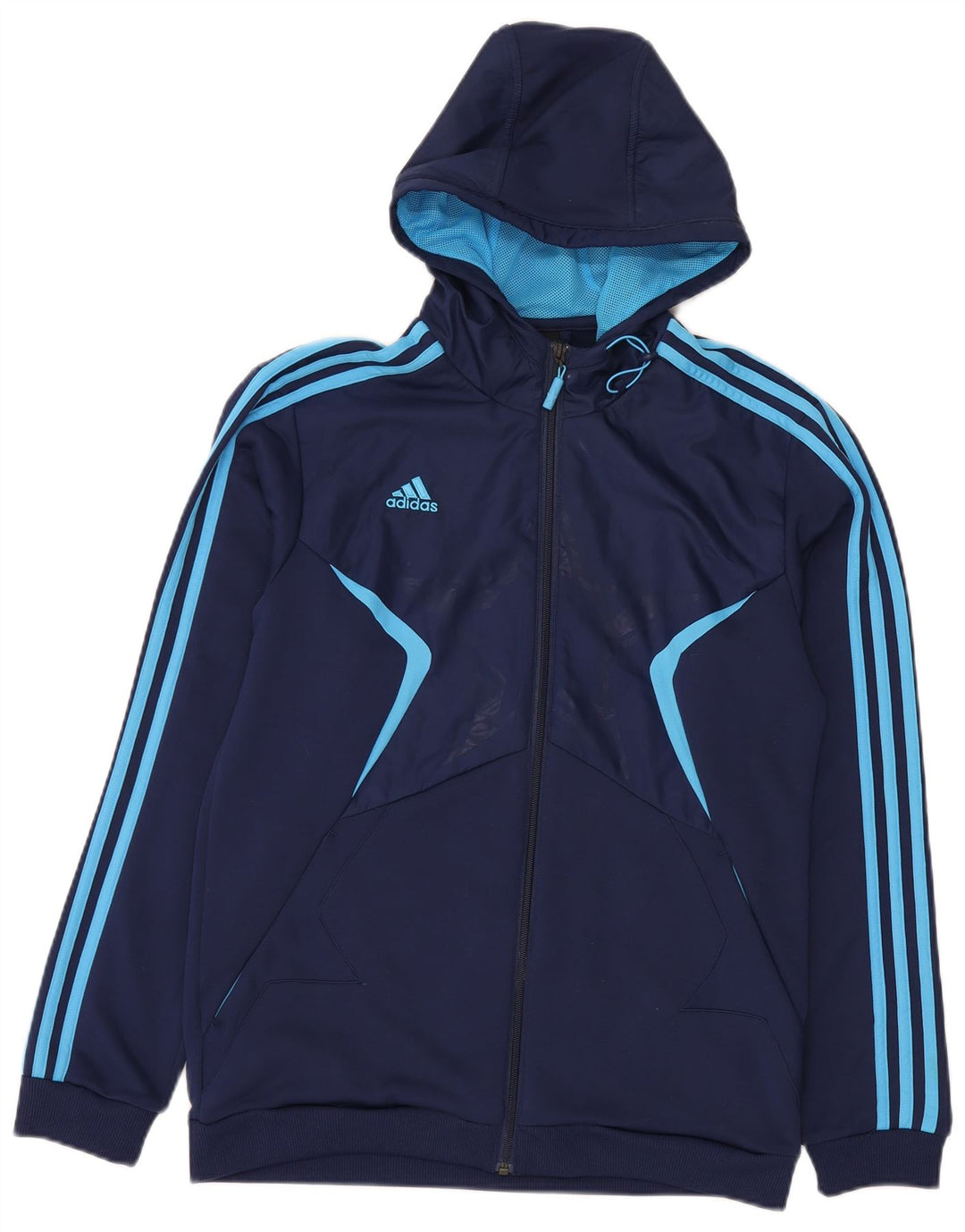 Pulover Adidas pentru bărbați, cu fermoar, poliester, albastru, mediu