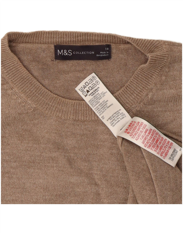 Pulover pentru femei Marks & Spencer cu decolteu rotund UK 14 Medium Bej Acrilic