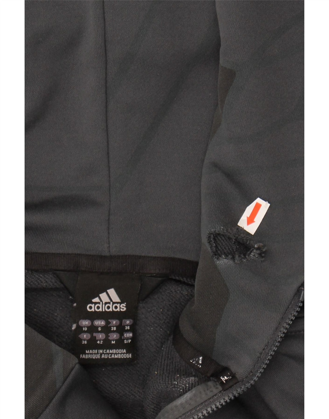 ADIDAS Womens Zip Hoodie Sweater UK 10 Small Grey Vintage Adidas and Second-Hand Adidas from Messina Hembry 