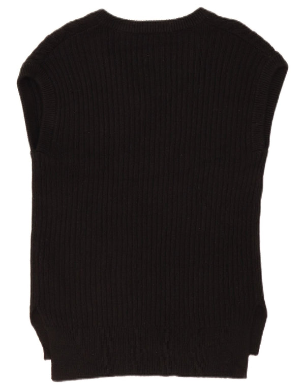 MARKS & SPENCER Vestă supradimensionată pentru femei UK 10 Bumbac negru mic