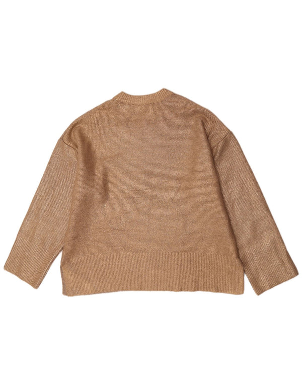 Pulover pentru femei supradimensionat cu gâtul turnat Zara UK 10 Mic Bej Acrilic