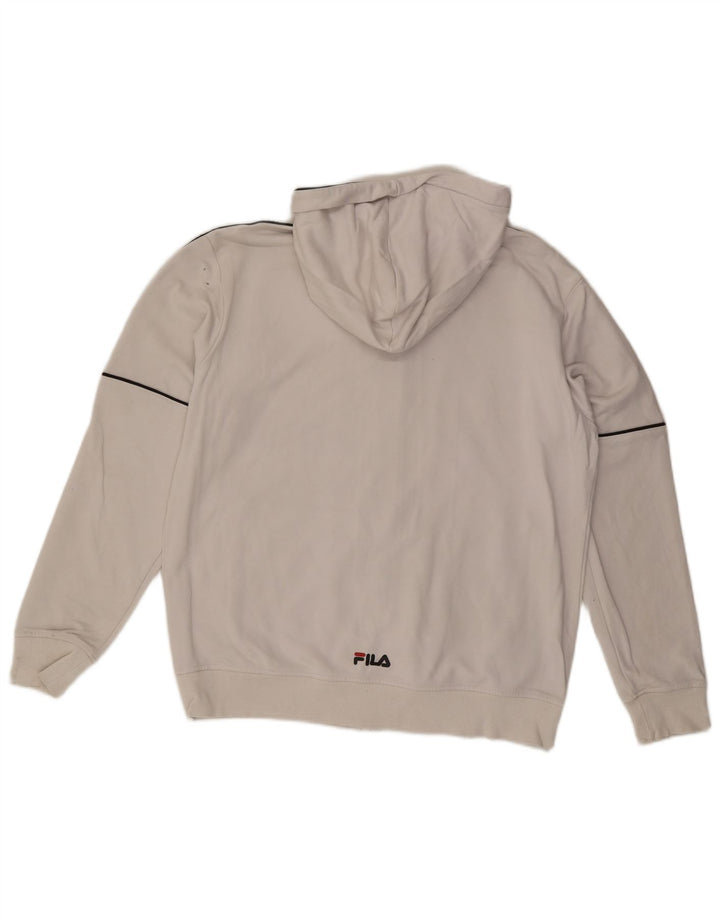 Pulover cu capota cu fermoar grafic FILA pentru bărbați, mare, alb, din bumbac