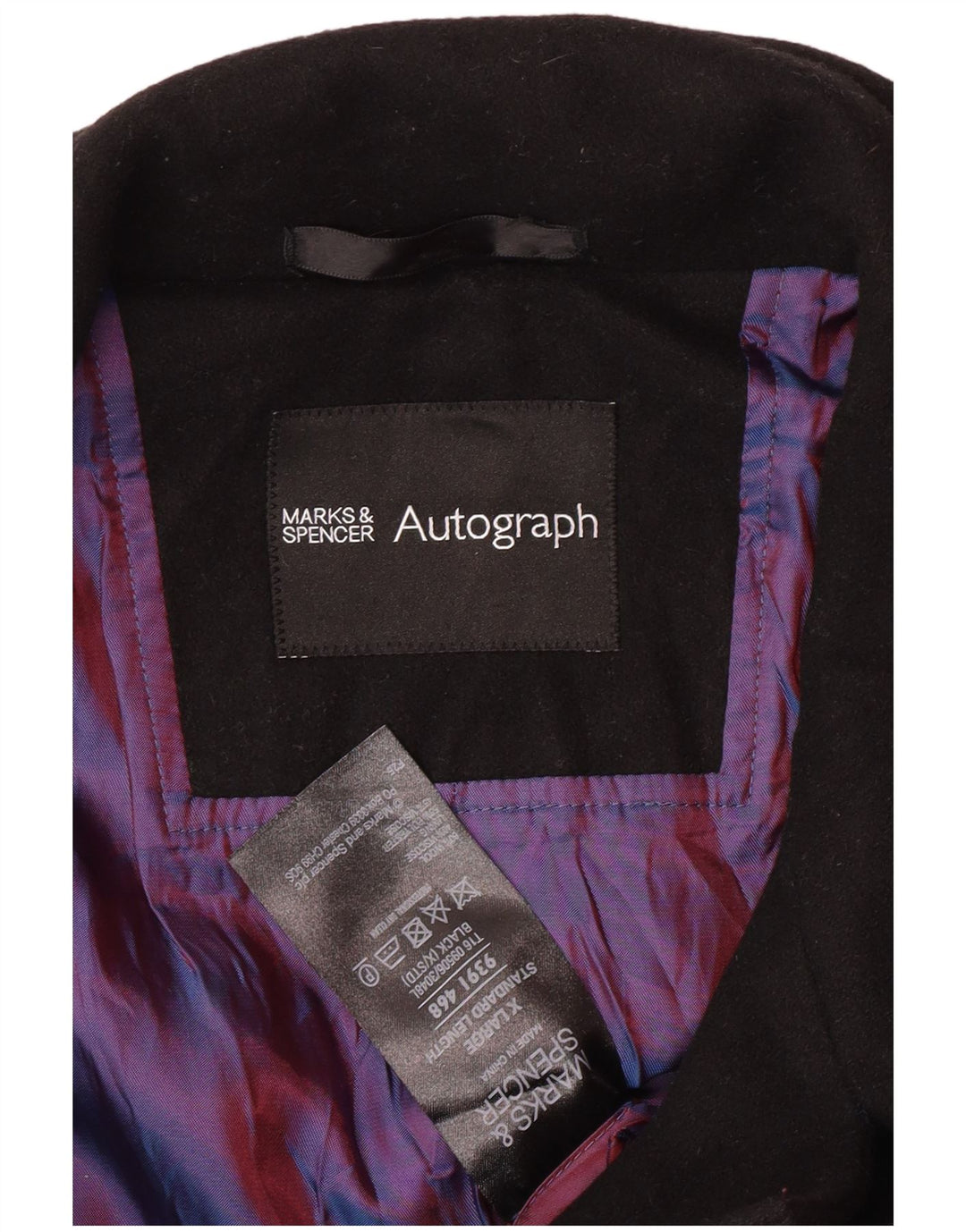 MARKS & SPENCER Palton cu mazăre autograf pentru bărbați UK 42 XL Lână neagră