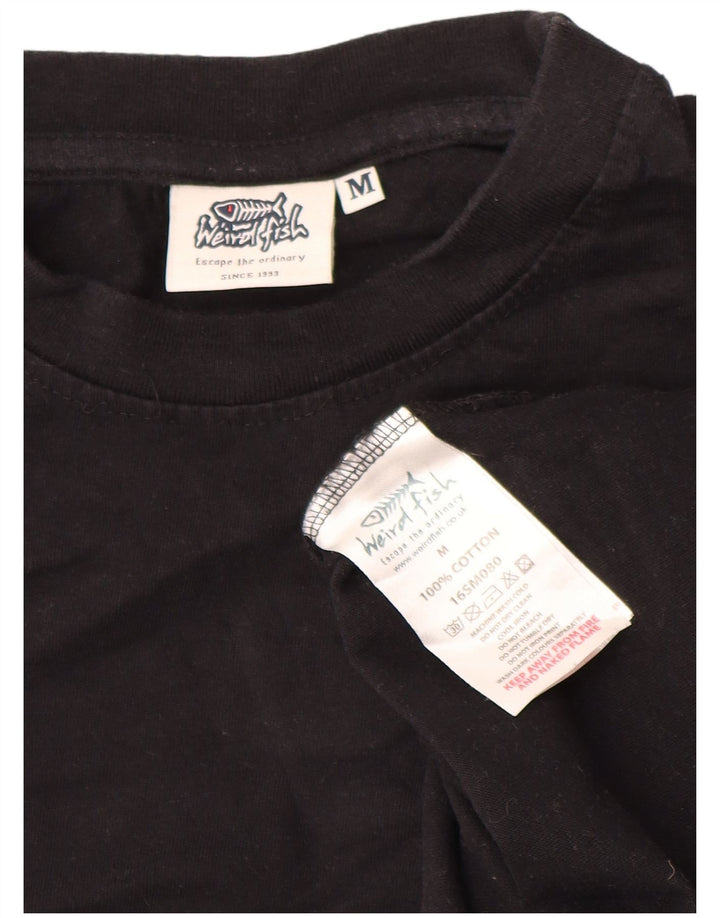 Tricou grafic pentru bărbați Weird Fish Top mediu din bumbac negru