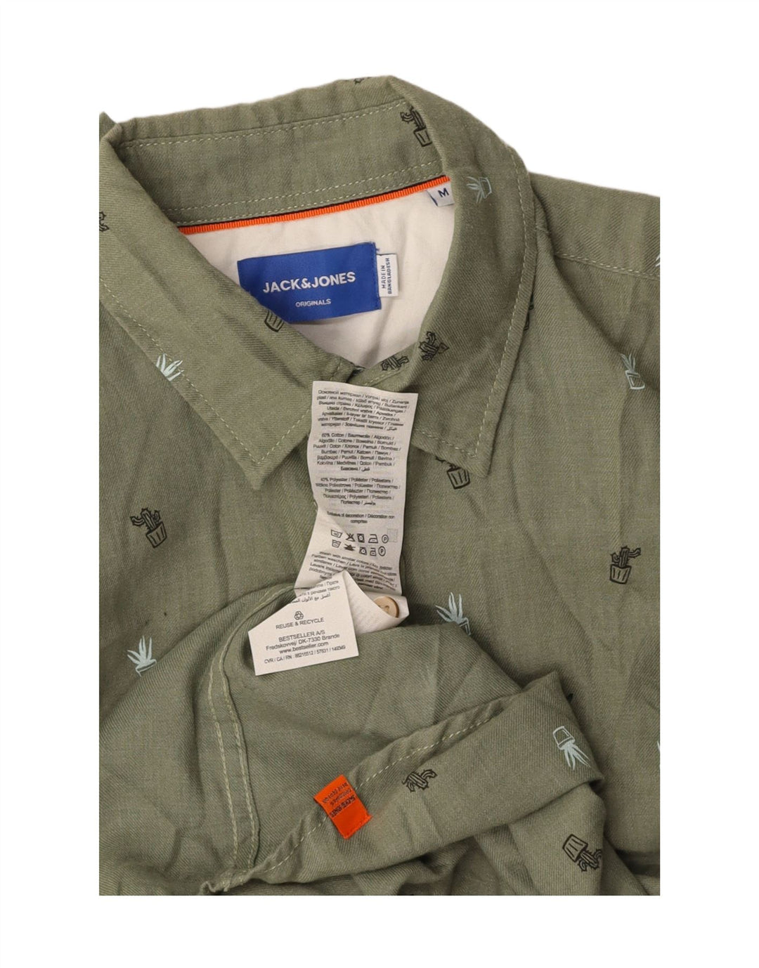 Cămașă pentru bărbați JACK & JONES, bumbac cu pete verzi medii