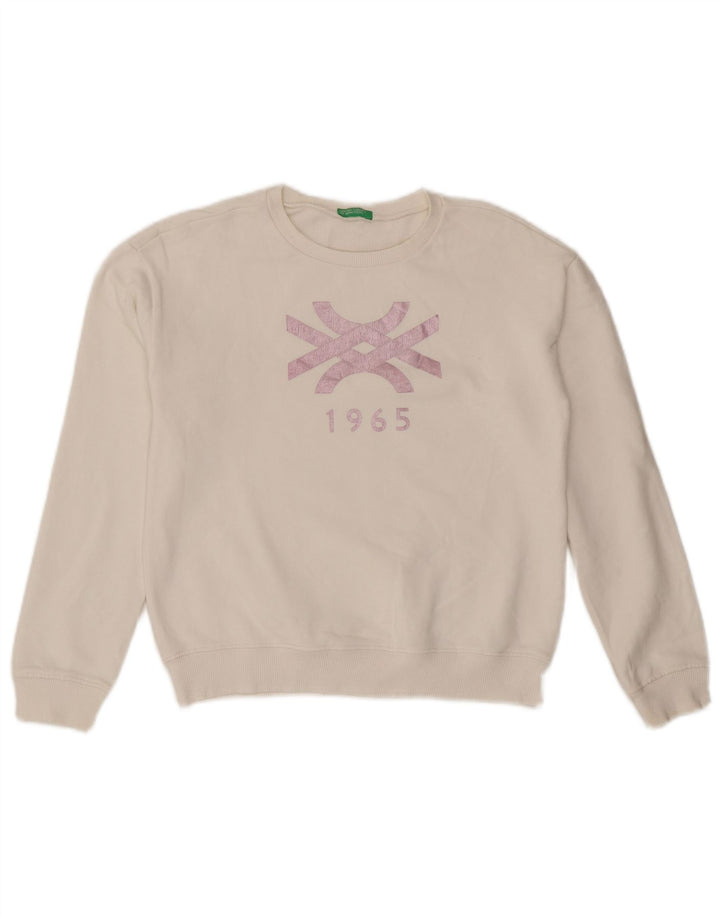 Pulover Benetton pentru damă cu grafică UK 10 Small White