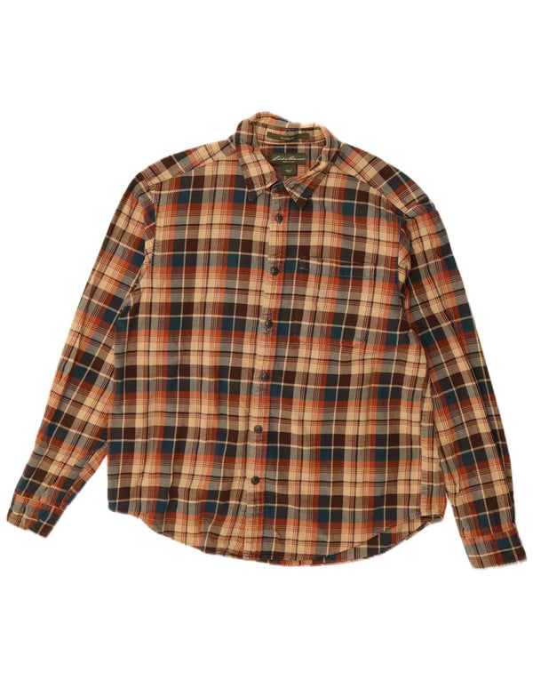 Cămașă de flanel pentru bărbați Eddie Bauer, bumbac cu carouri, bej, mare
