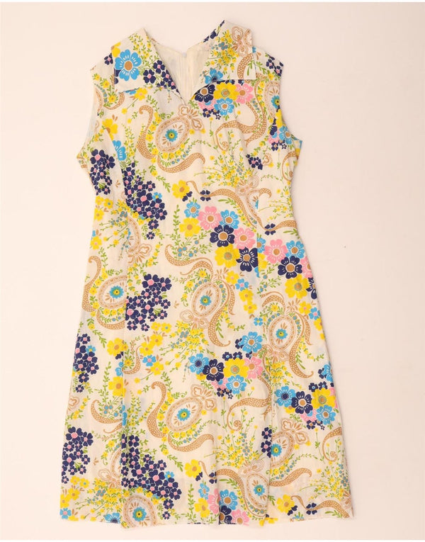 Rochie vintage, fără mâneci, pentru femei, UK 14, medie, multicoloră, florală