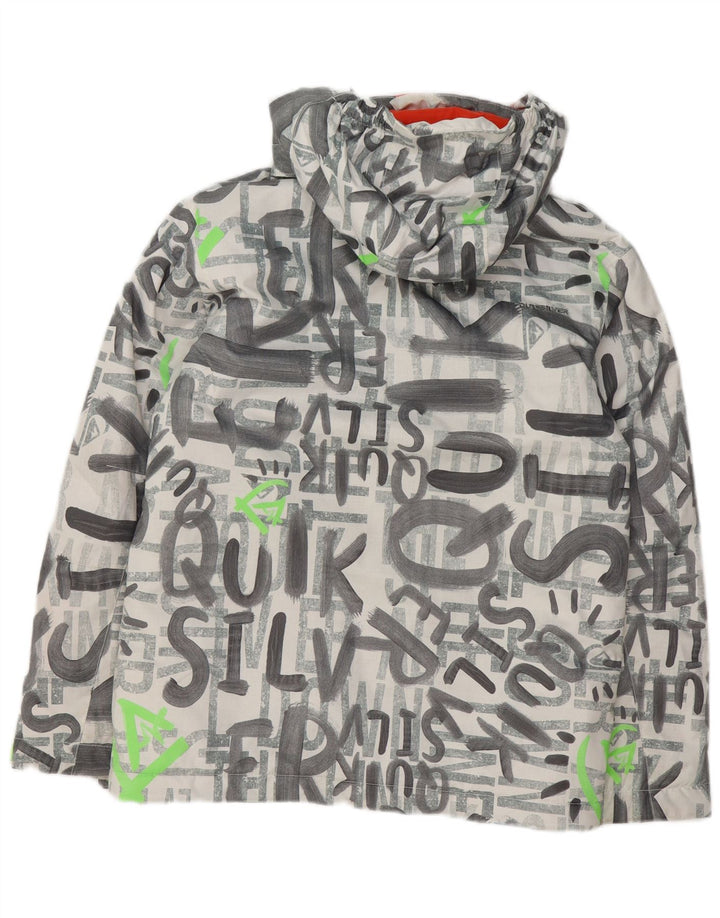 Jachetă de schi cu glugă Quiksilver pentru băieți 13-14 ani, mare, gri, poliester