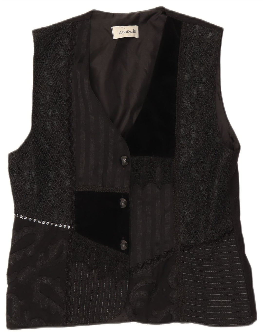 Vestă ACCORDO pentru femei UK 14 Medium Black Patchwork