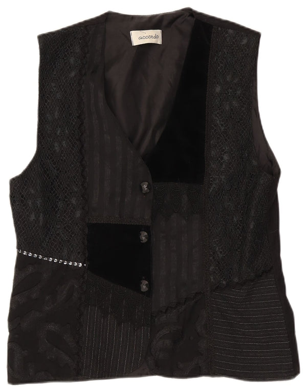 Vestă ACCORDO pentru femei UK 14 Medium Black Patchwork