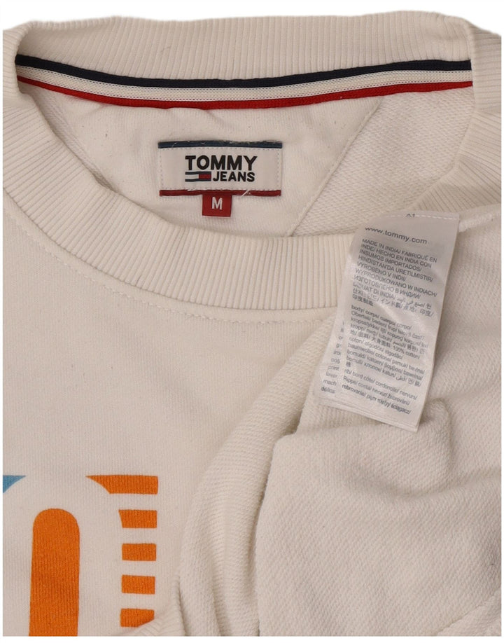 Pulover de hanorac grafic Tommy Hilfiger pentru femei UK 14 Medium White