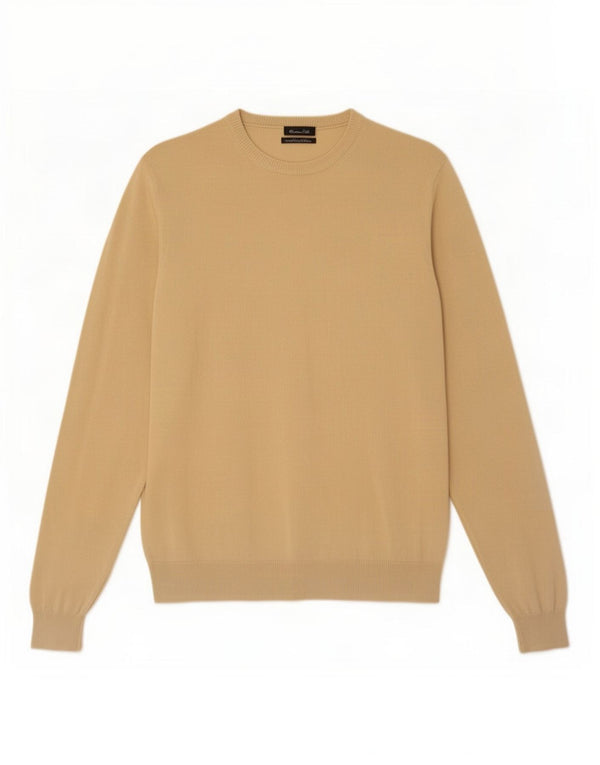 Massimo Dutti Mens Boat Neck Jumper Sweater Medium Yellow Cotton