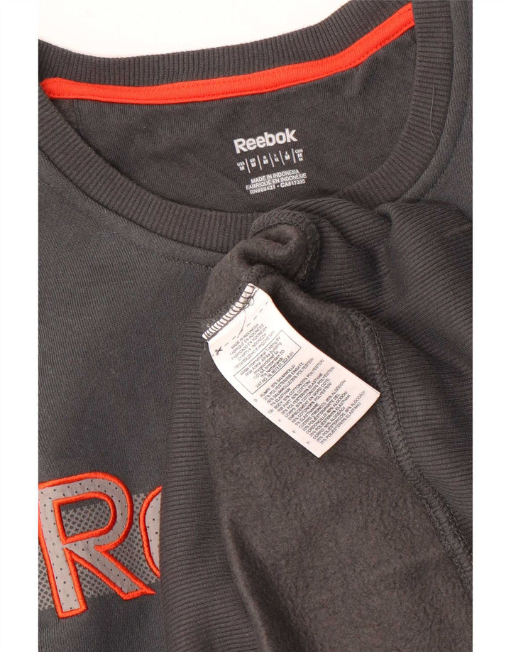 Hanorac grafic pentru bărbați Reebok Jumper, bumbac, gri mediu