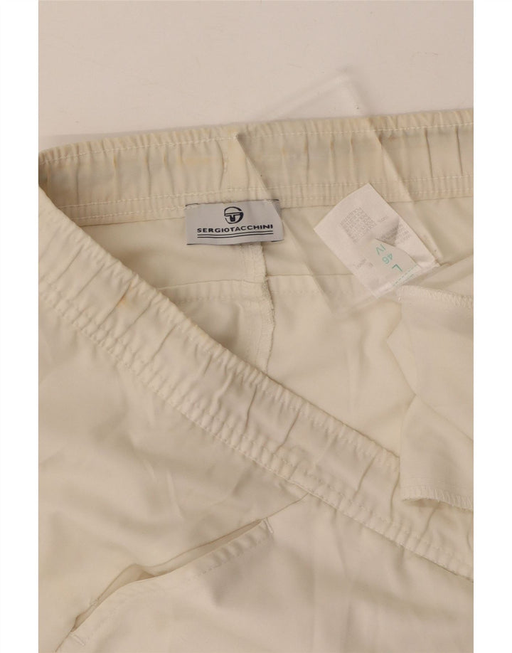 SERGIO TACCHINI Womens Sport Shorts IT 46 Large  Off White Polyester Vintage Sergio Tacchini and Second-Hand Sergio Tacchini from Messina Hembry 