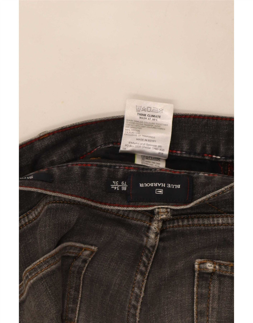 Blugi drepți pentru bărbați Marks & Spencer Blue Harbour W34 L29 bumbac gri