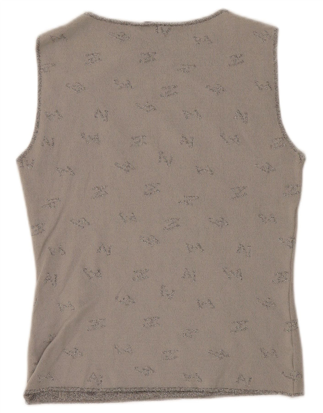 ARMANI JEANS Womens Crop Vest Top UK 16 Large Grey Spotted