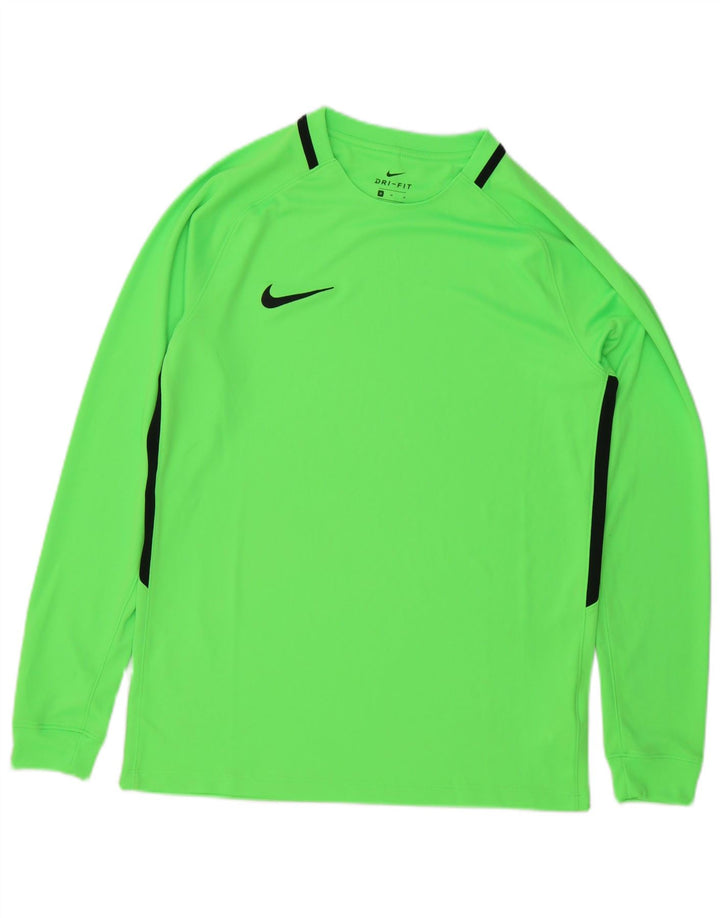 Tricou pentru bărbați Nike Dri Fit Top cu mânecă lungă, verde mediu, poliester color bloc